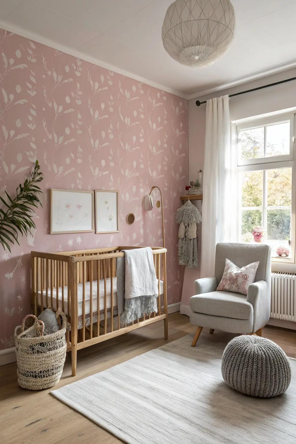 Welcome your little one with the gentle charm of subtle pink hues in their nursery. #NurseryDecor #BabyRoom #SoftHues