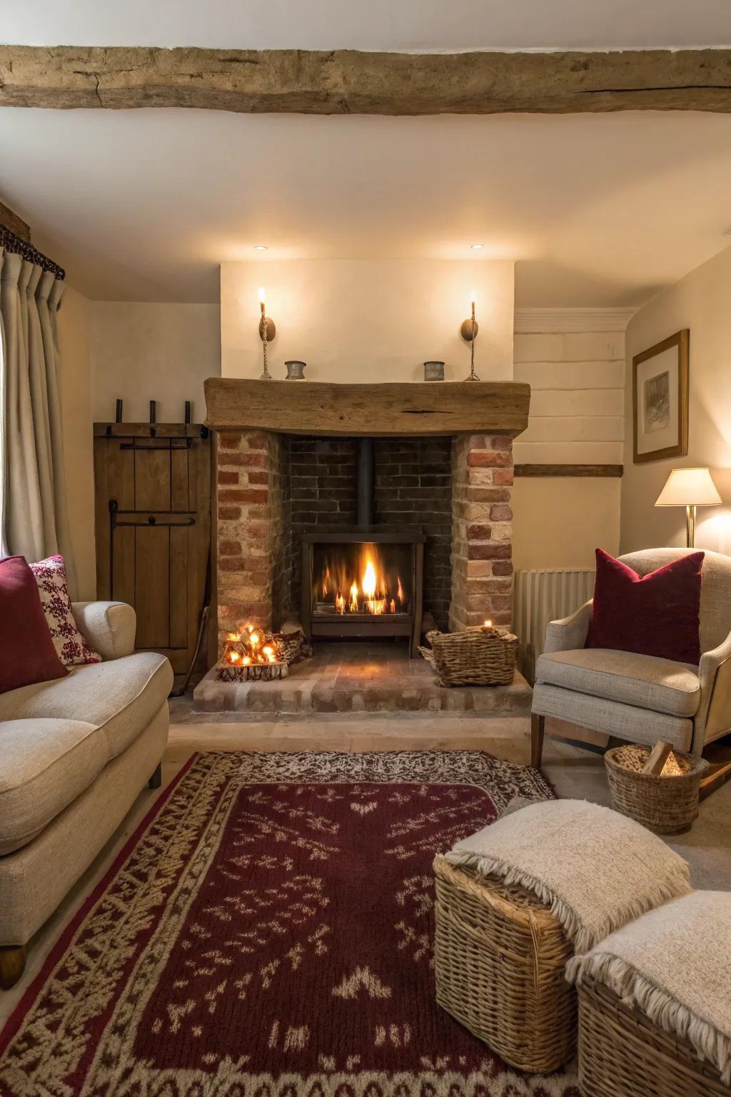 Let the warmth of a fireplace be the heart of your snug sanctuary.