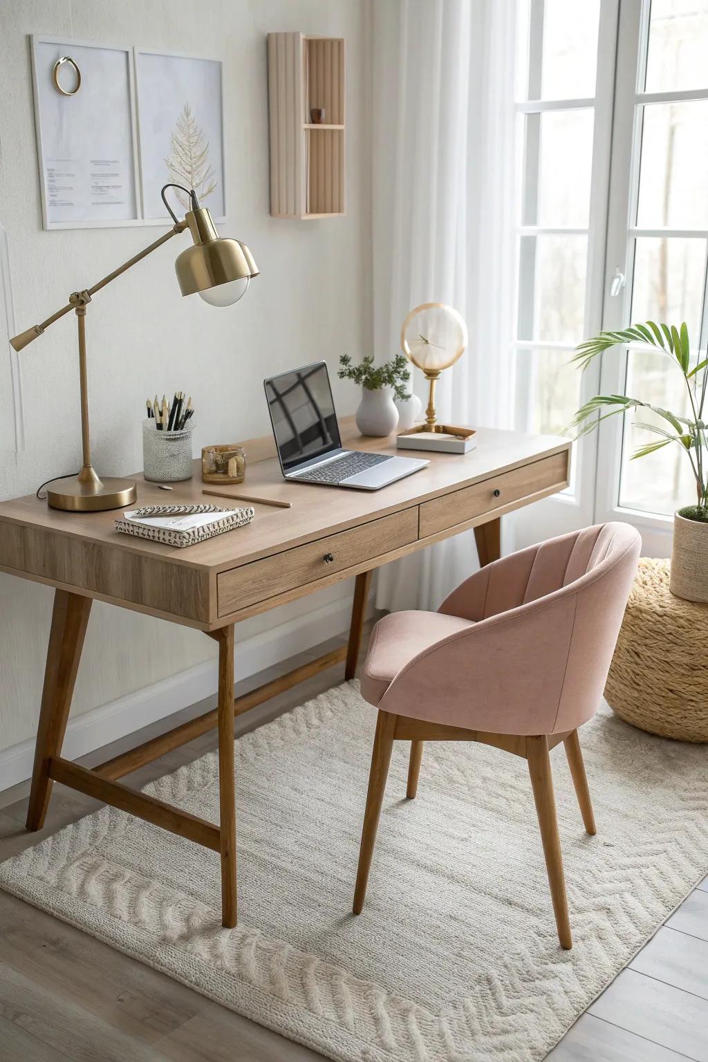 Add warmth and style with a cozy rug in your office.