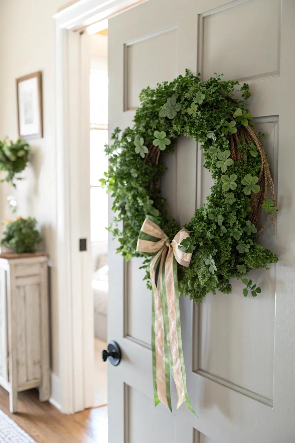 A timeless green wreath brings elegance and festivity to your door.