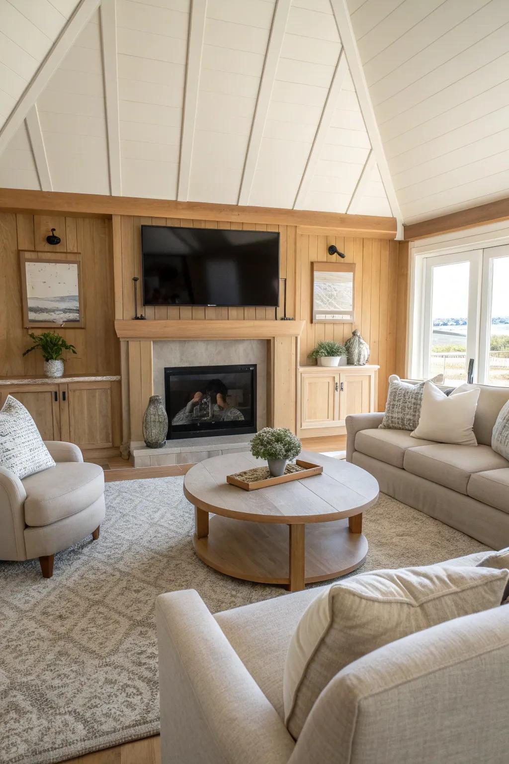 Invite warmth and interaction into your home with a cozy TV over fireplace arrangement. 🛋️ #CozyLiving #HomeComfort