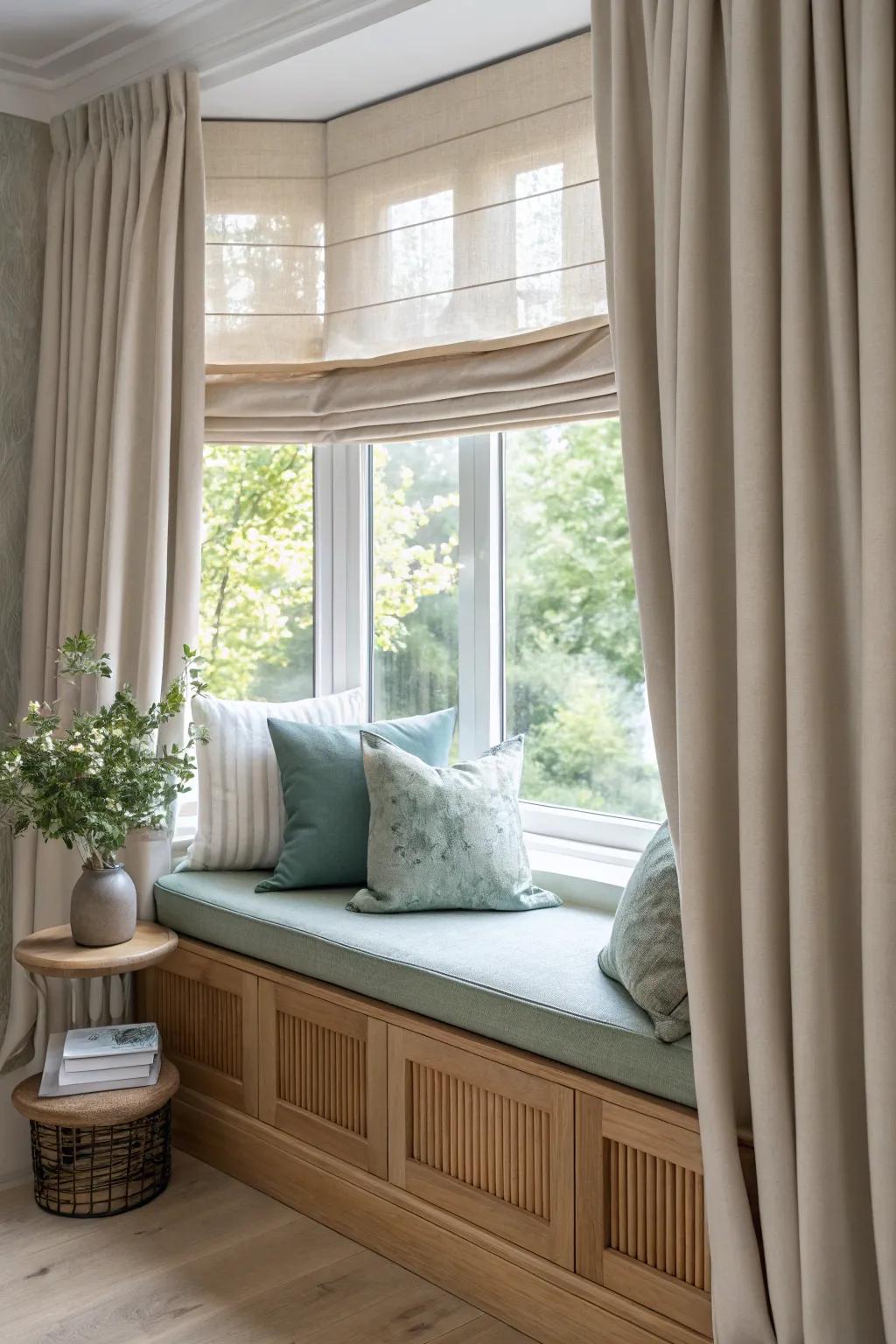 Combine blinds and curtains for ultimate control over light and privacy. #LightControl #WindowDecor #HomeStyle