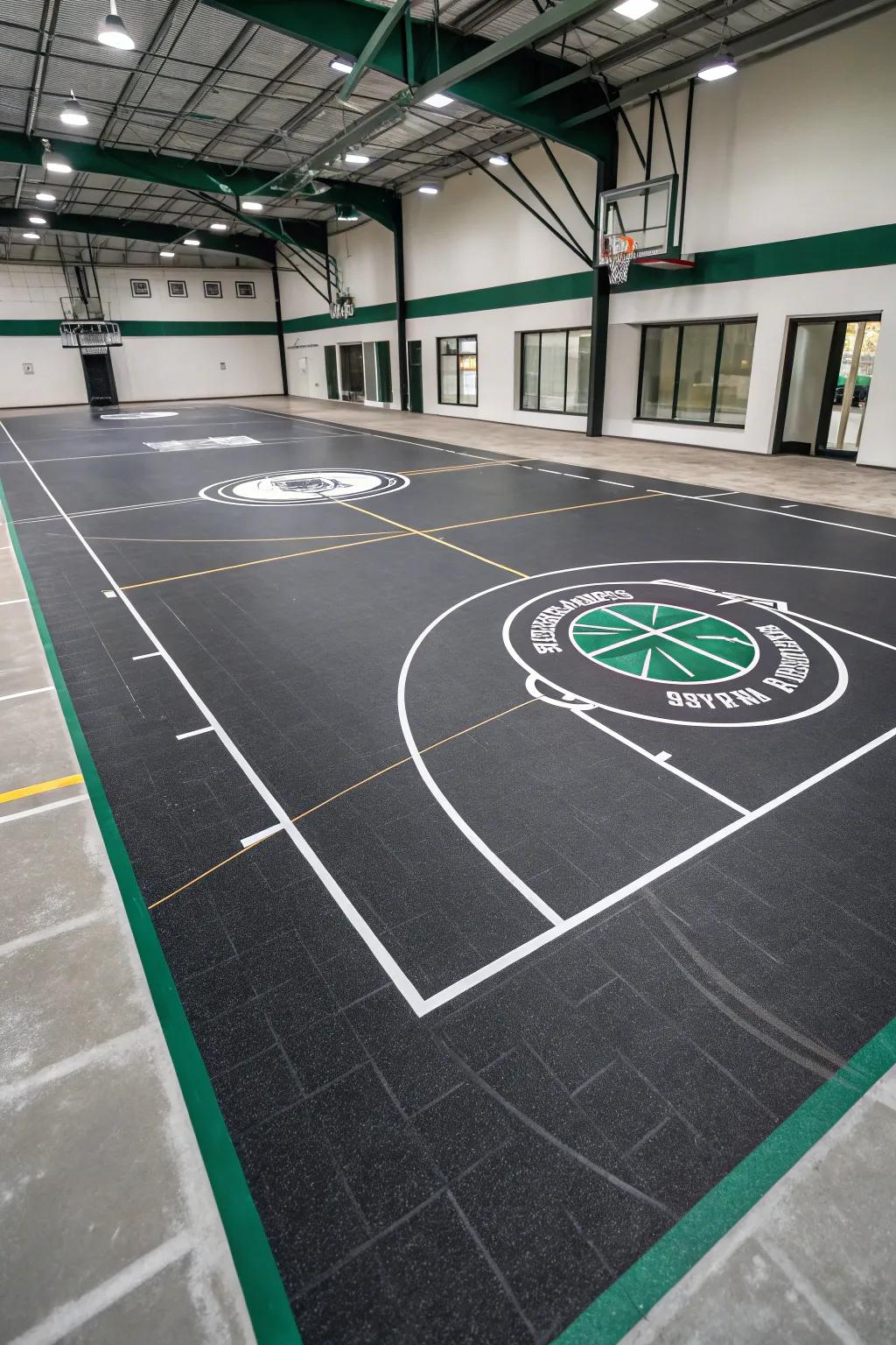 Monochrome minimalism offers a timeless and elegant appeal to your court.