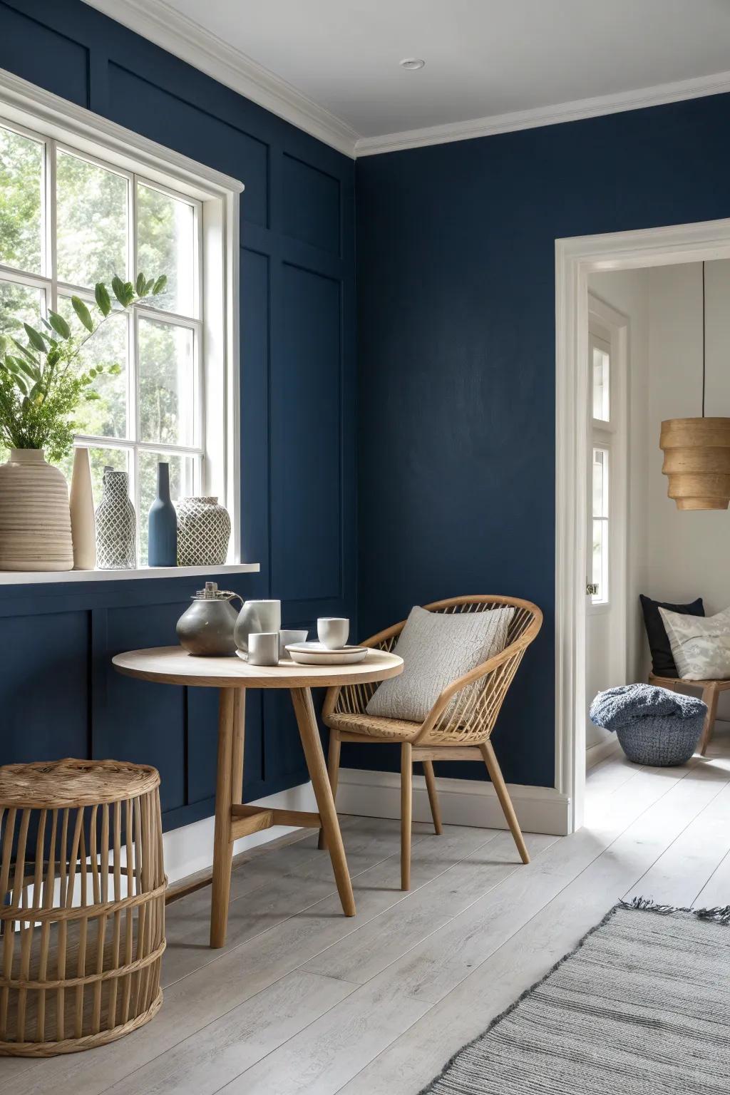 Navy blue accents create a bold statement, adding richness and depth to your decor. ✨ #NavyBlue #InteriorInspiration