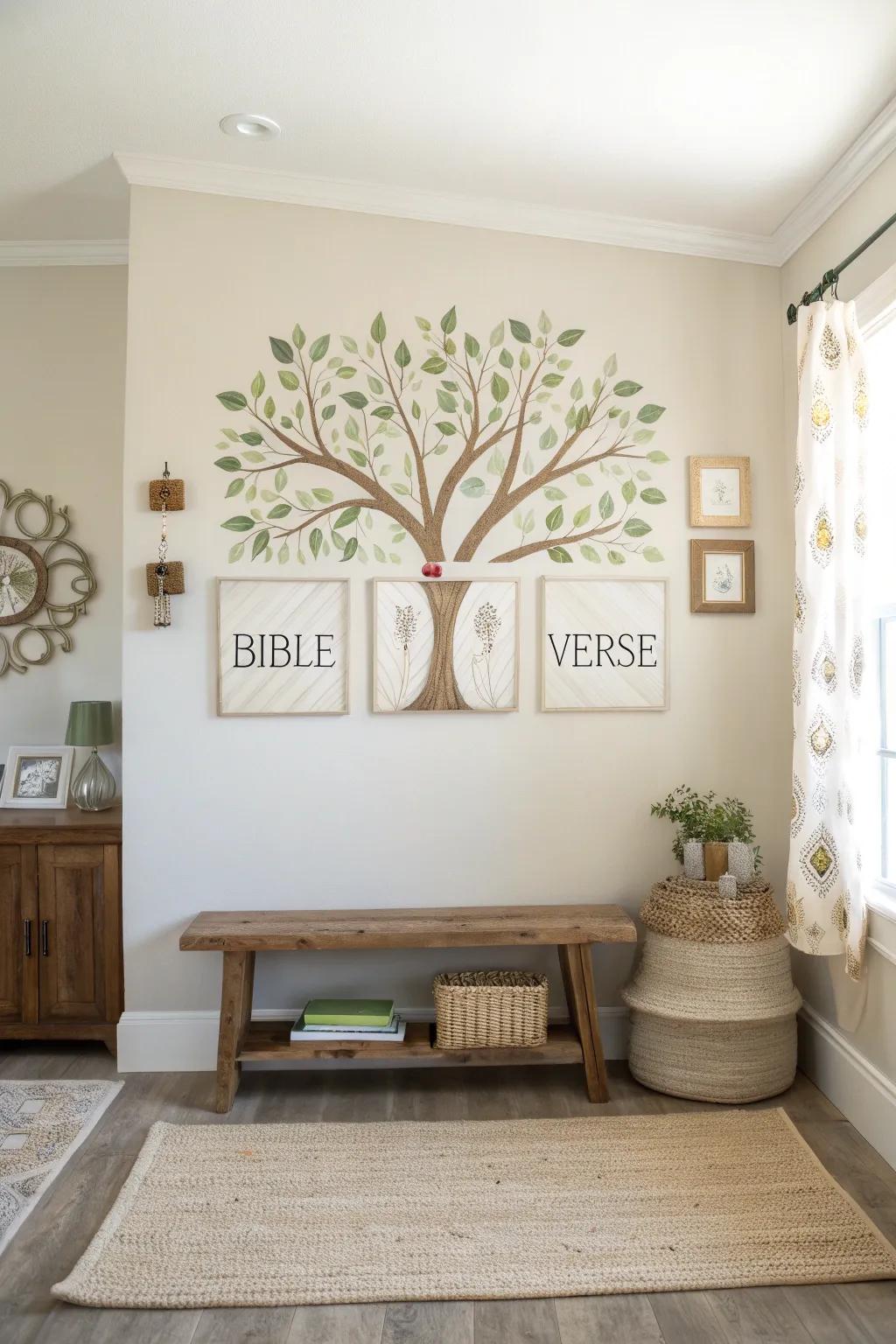 Celebrate family and faith with a customizable verse tree art. 🌿 #FamilyDecor #HallwayIdeas
