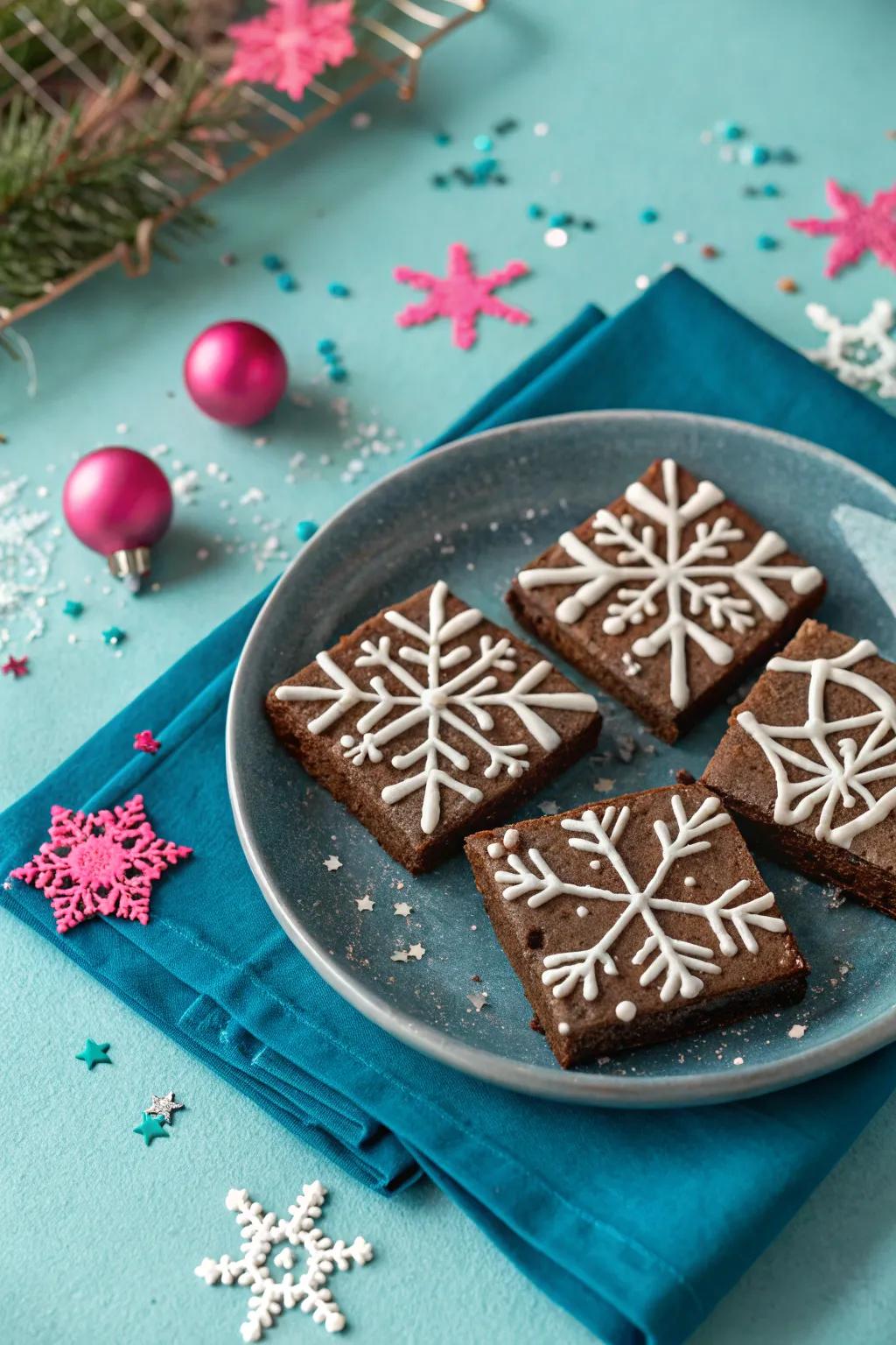 Capture the magic of a winter wonderland with these sparkling snowflake brownies.