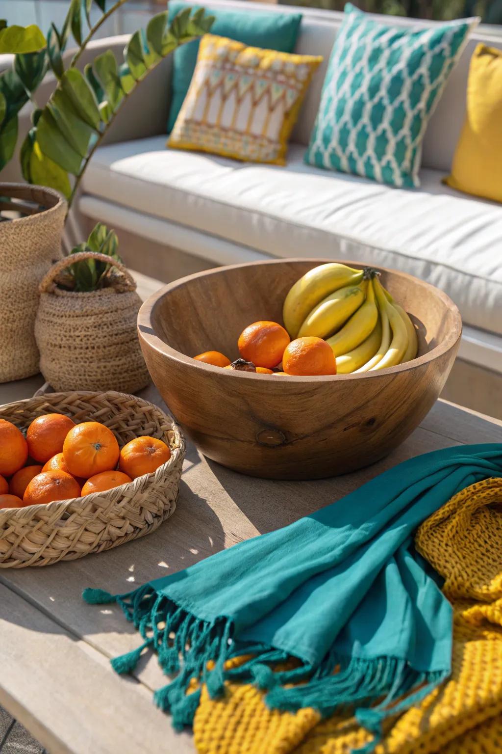 Natural textures create a cozy and inviting atmosphere.