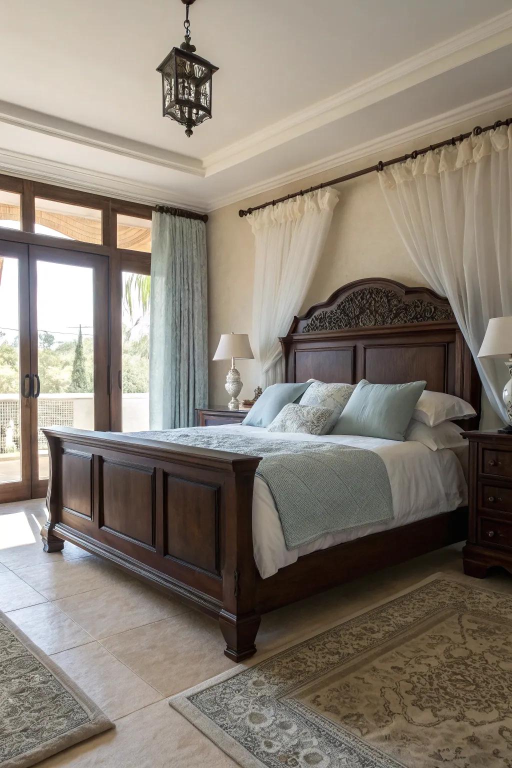 Bask in natural light to enhance the beauty of dark brown tones. ☀️ #InteriorDesign #NaturalLight #BedroomGoals