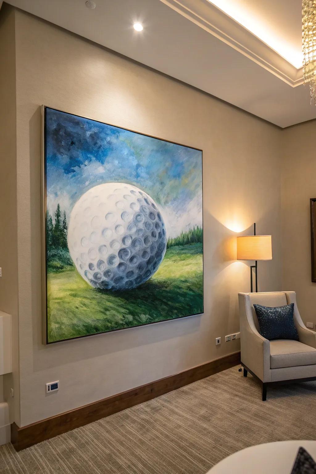 Embrace modern art with an abstract golf ball painting.