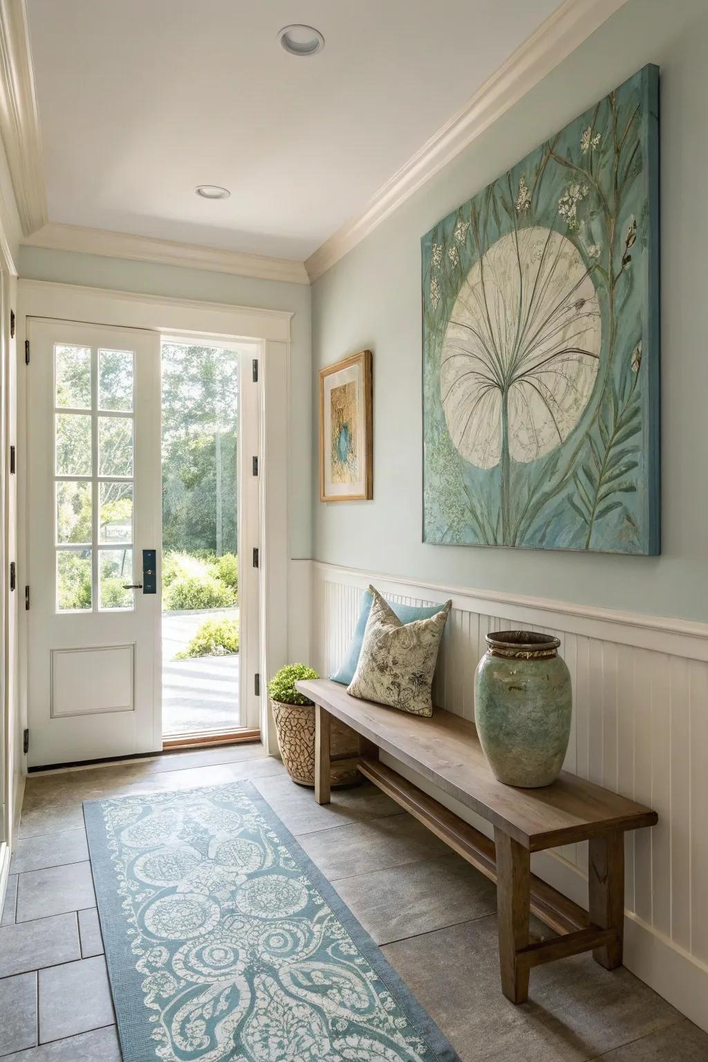 Wall art adds character and charm to your entryway. #InteriorArt #PersonalizedSpaces #HomeDecor