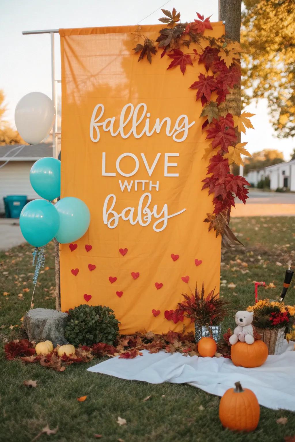 Capture precious memories with a fall-themed backdrop that expresses love and joy.