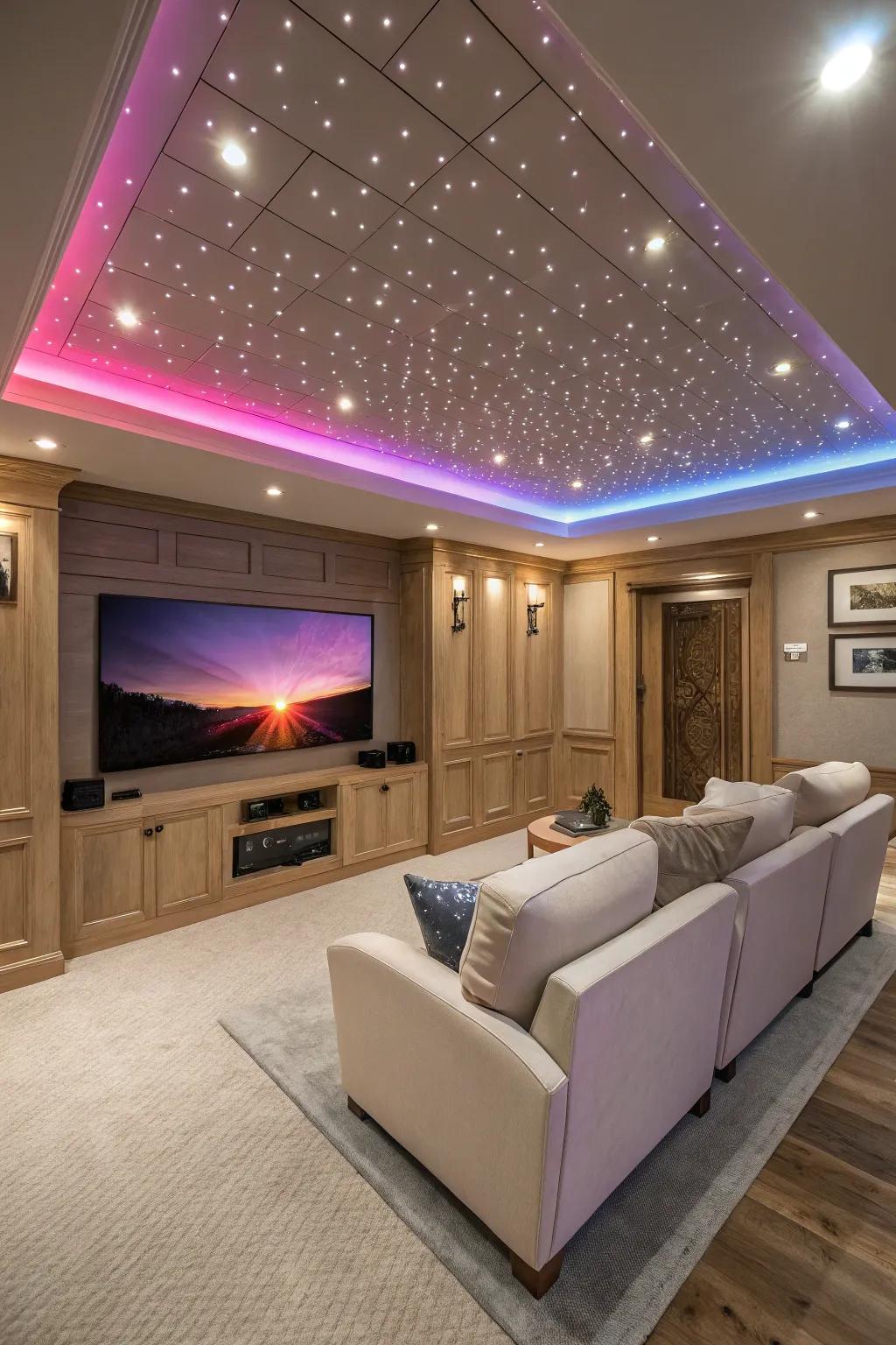Create a dynamic atmosphere with customizable colored LED lighting.
