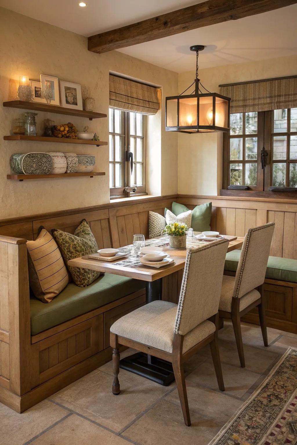 Mix and match chairs with booth seating for a versatile dining space. 🪑 #EclecticStyle #SeatingIdeas #KitchenInspo