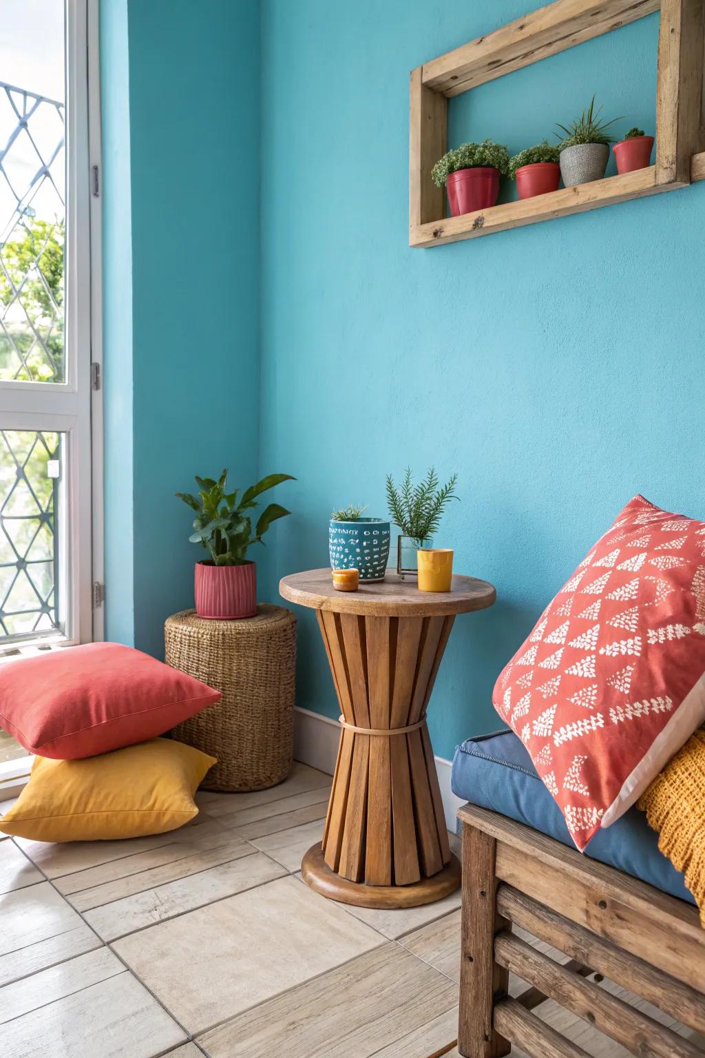 Warm up the room with natural wooden elements. 🌿 #HomeDecor #WoodAccents