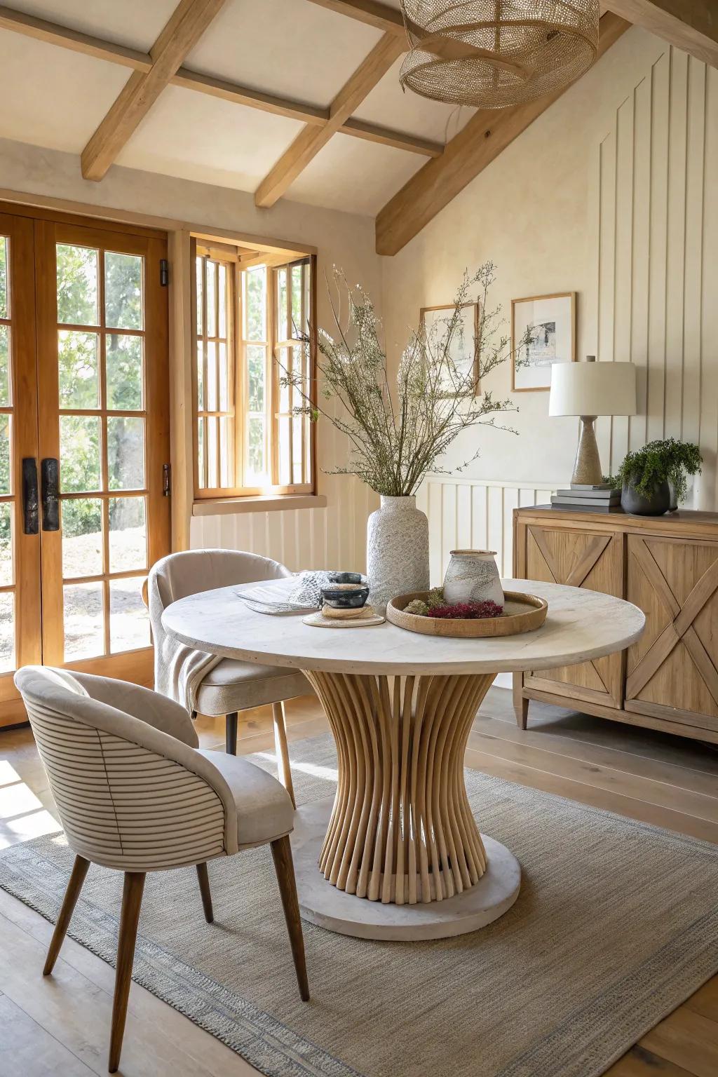 Make a bold statement with a sculptural base that doubles as an art piece. #DiningRoomGoals #ArtisticDesign