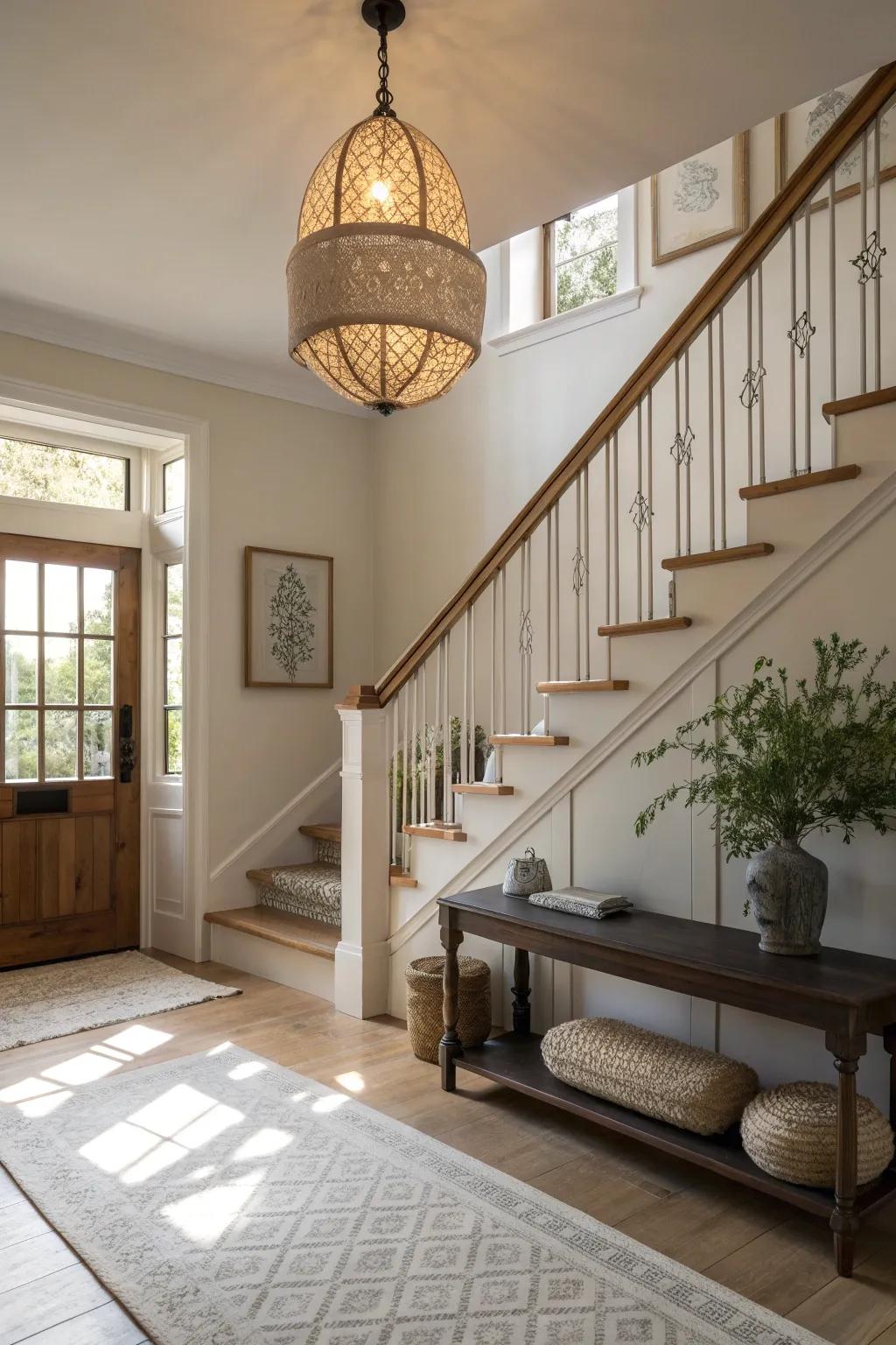 Brighten up your stair landing with stylish lighting fixtures. 💡 #LightingDesign #HomeDecor