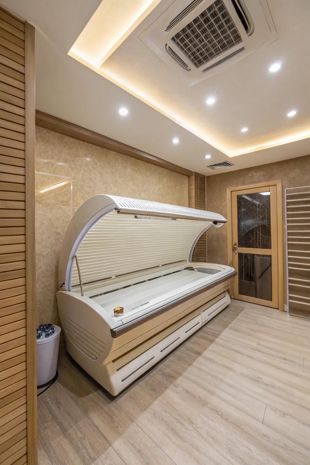 Sleek designs for your tanning rooms ensure comfort and style.