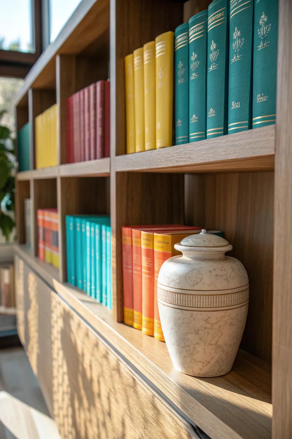 Add depth to your memorial with books that tell a story. 📚 #HomeLibraries #BookLovers #MemorialIdeas