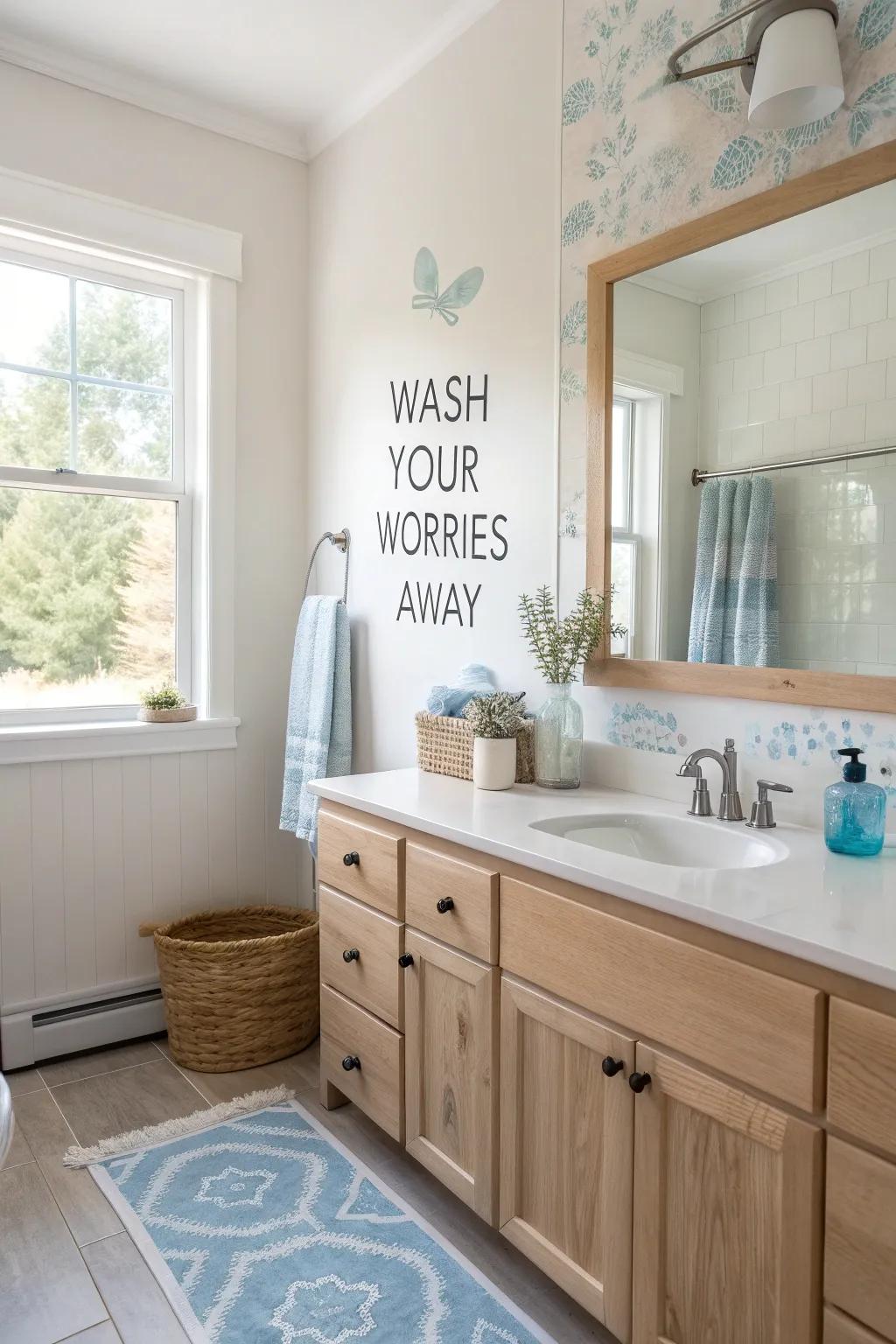 Brighten your day with a humorous touch in your bathroom decor. 😂 #BathroomHumor #HomeInspiration