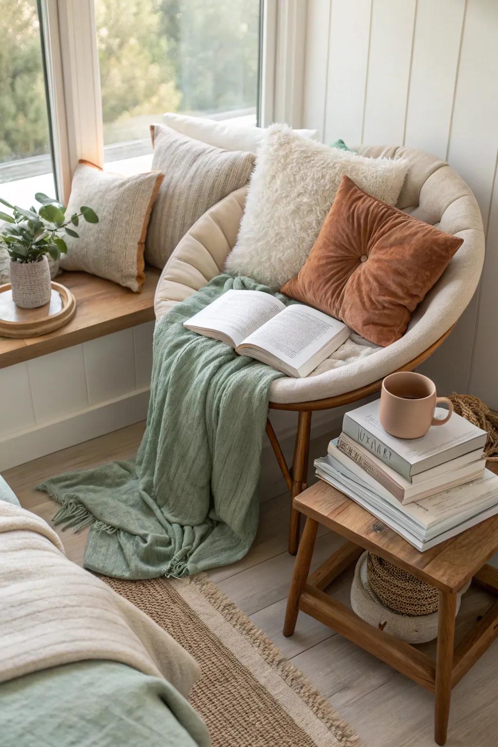 Escape into a world of stories with a cozy reading nook for two. 📚 #BookLovers #ReadingTime