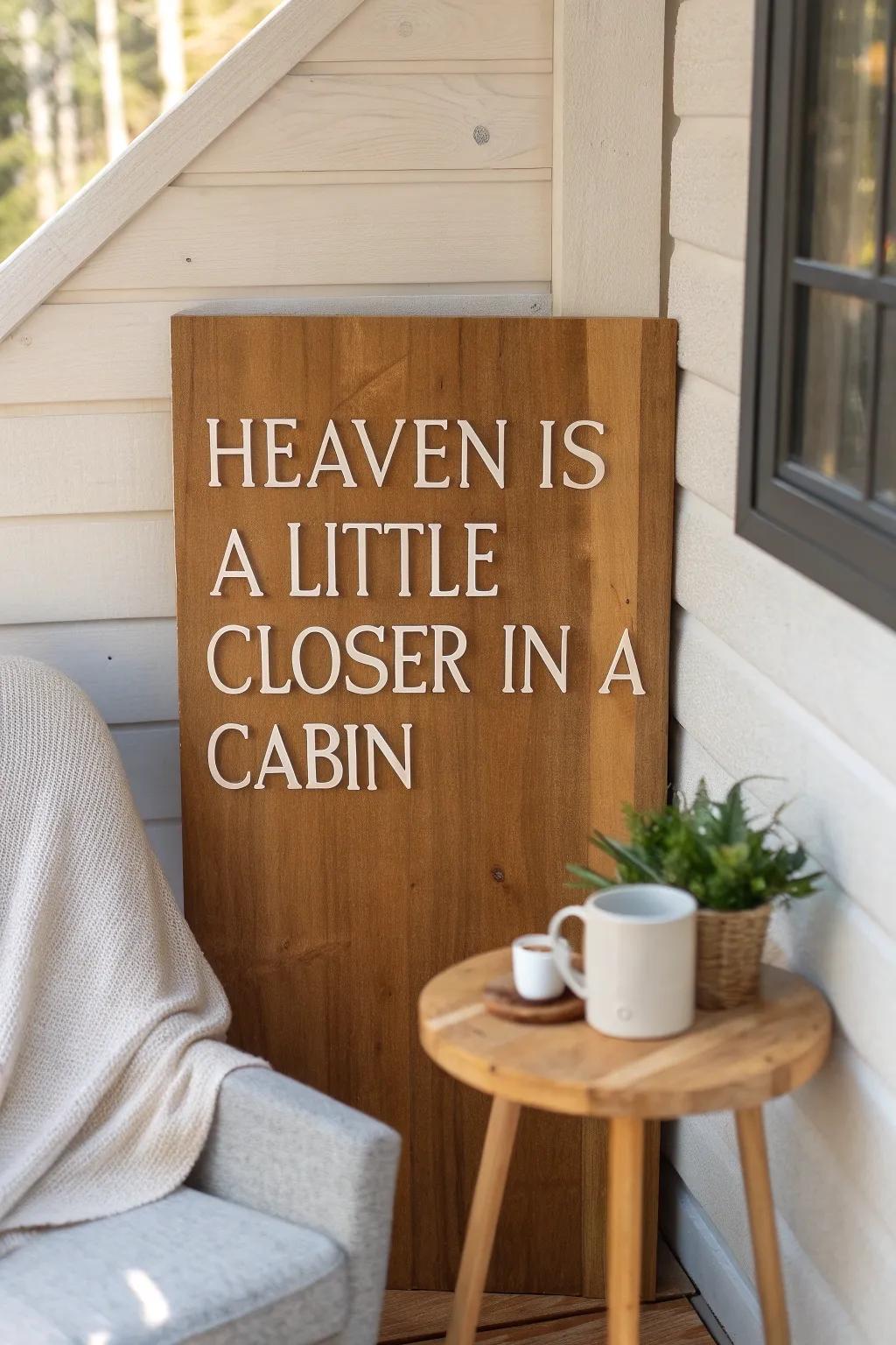 Let inspiration flow through your cabin with quotes that speak to the soul.