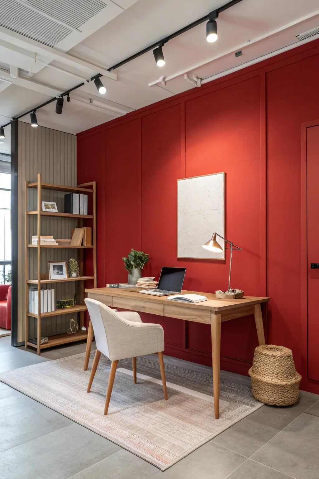 Make an impactful statement with bold red hues that inspire passion and drive. 🔴 #BoldDesign #OfficeImpact