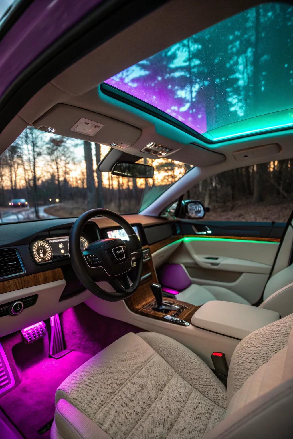 Set the mood for your drive with LED ambient lighting that adds a splash of color and coziness to your car.