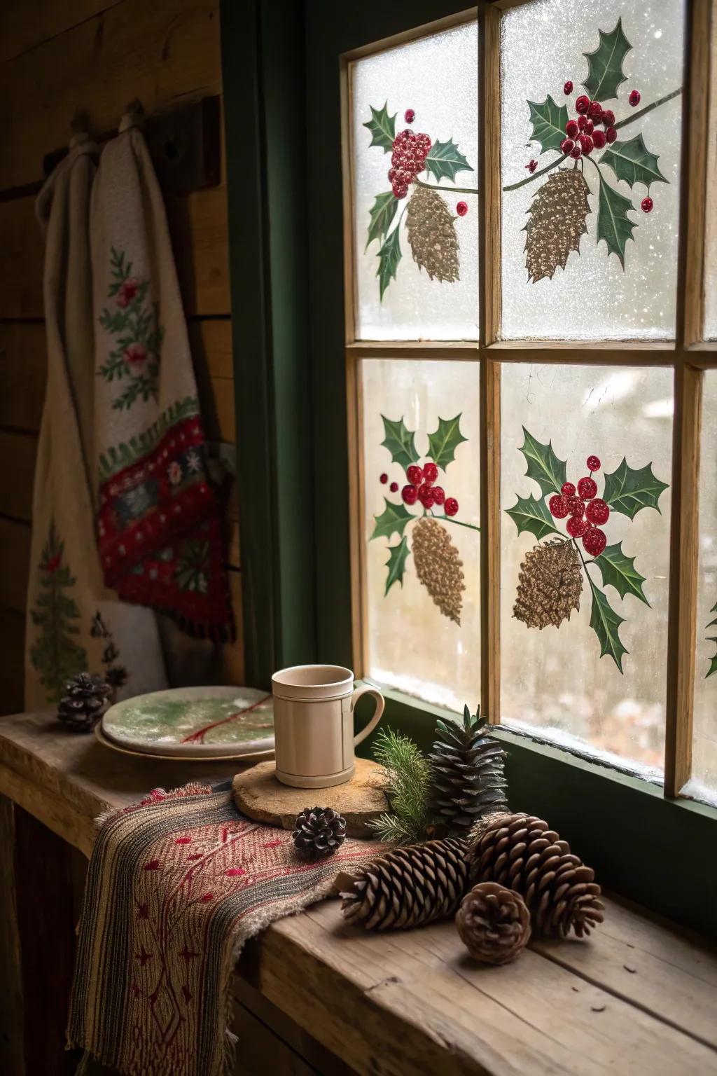 Embrace rustic charm with pinecones and holly berry designs that invite warmth and coziness. 🌿🍇 #RusticHoliday #CozyDecor