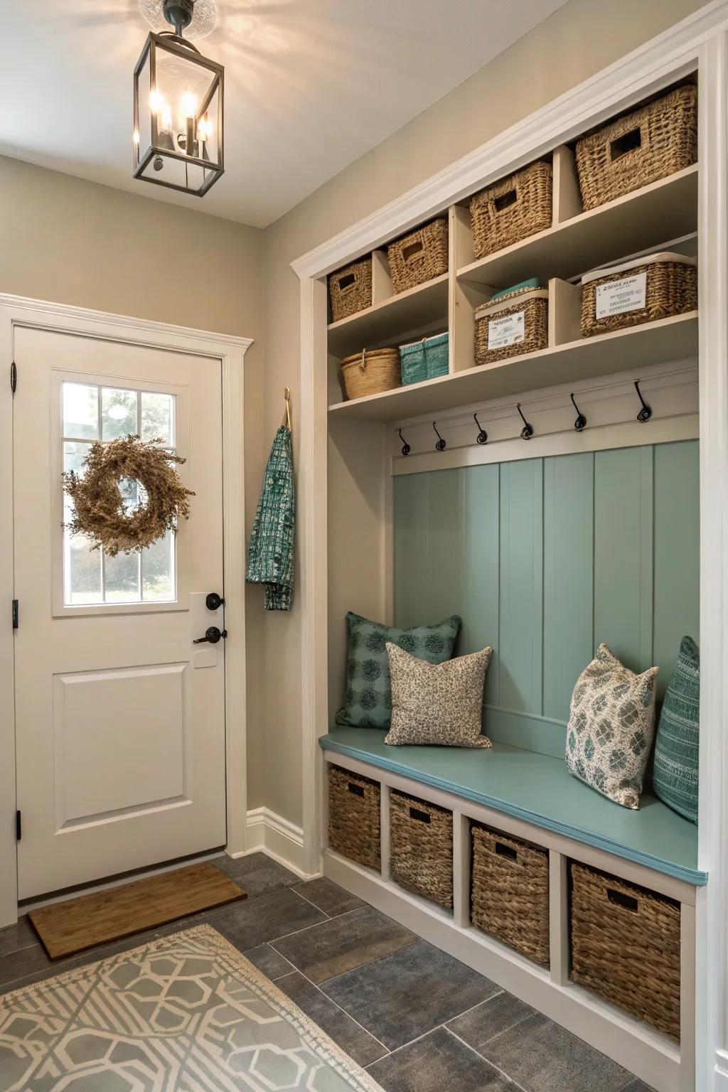 Smart storage solutions keep entryways organized and stylish.