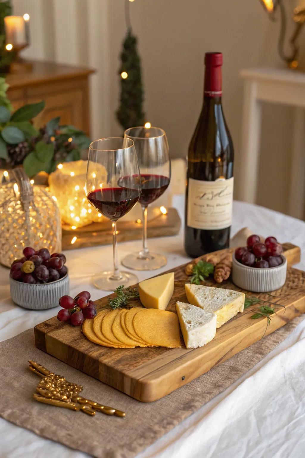 Elevate your evening with a refined wine and cheese soiree that delights the senses.