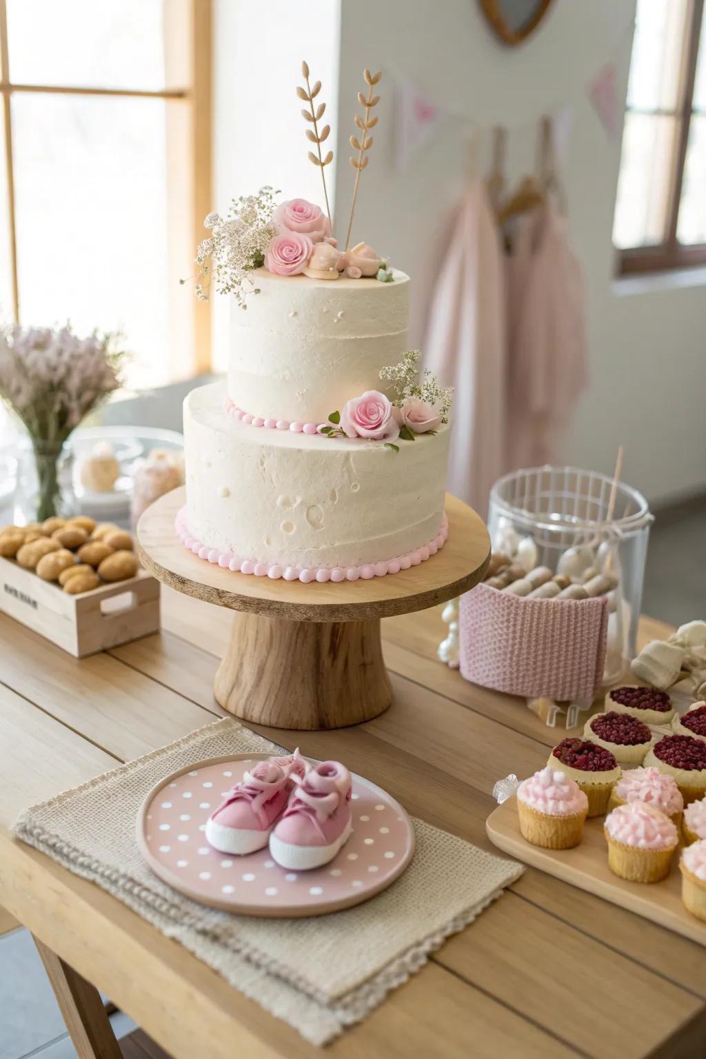 Make your cake the star of the show with a stunning design that complements your candy table theme.