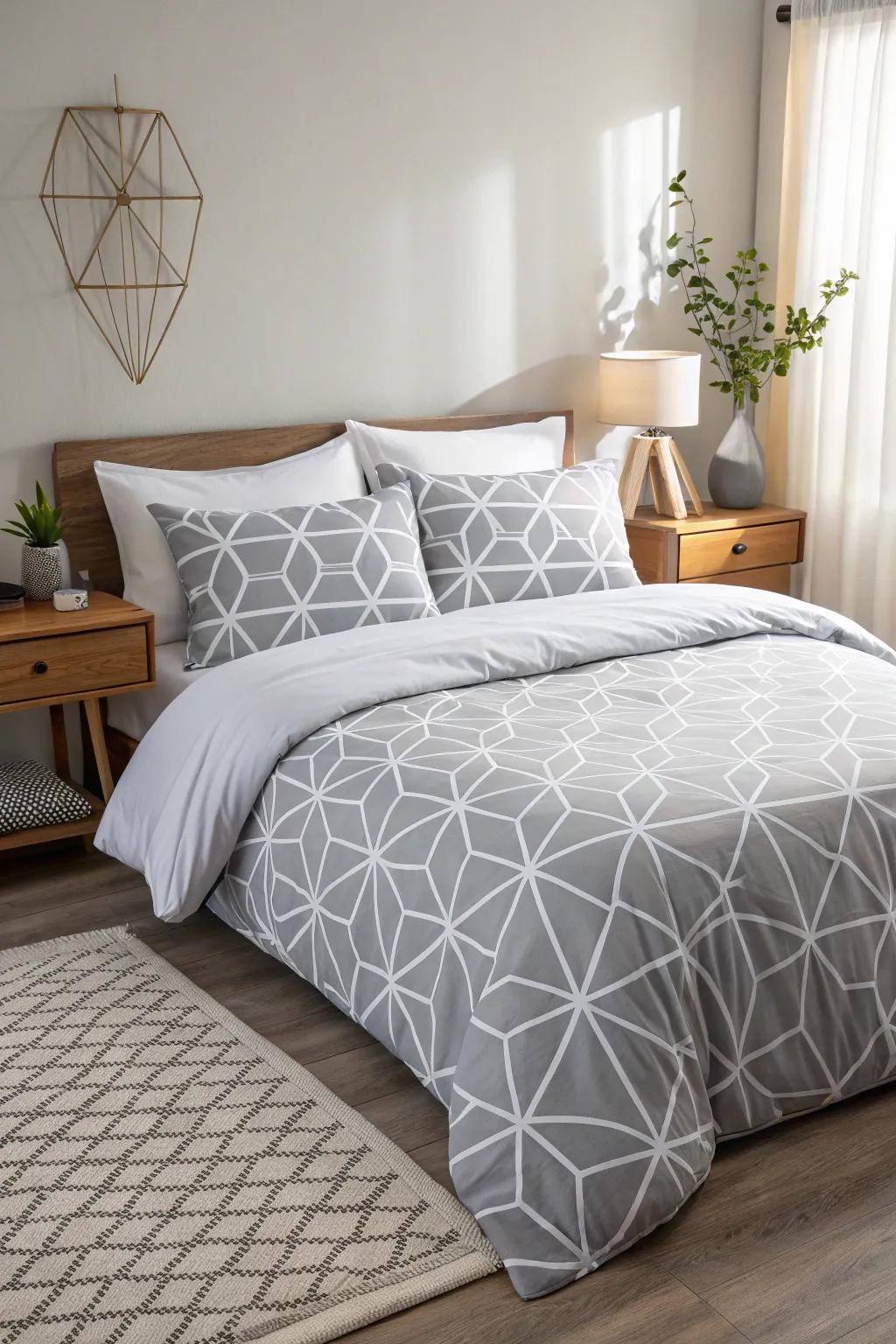 Geometric patterns transform your bedding into a statement piece, adding a modern edge.