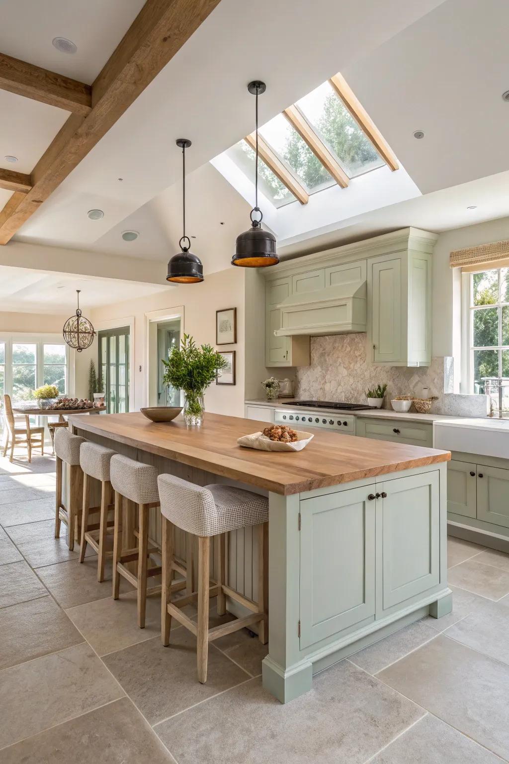 Use your kitchen island as a subtle divider in open-concept spaces, maintaining flow and function.