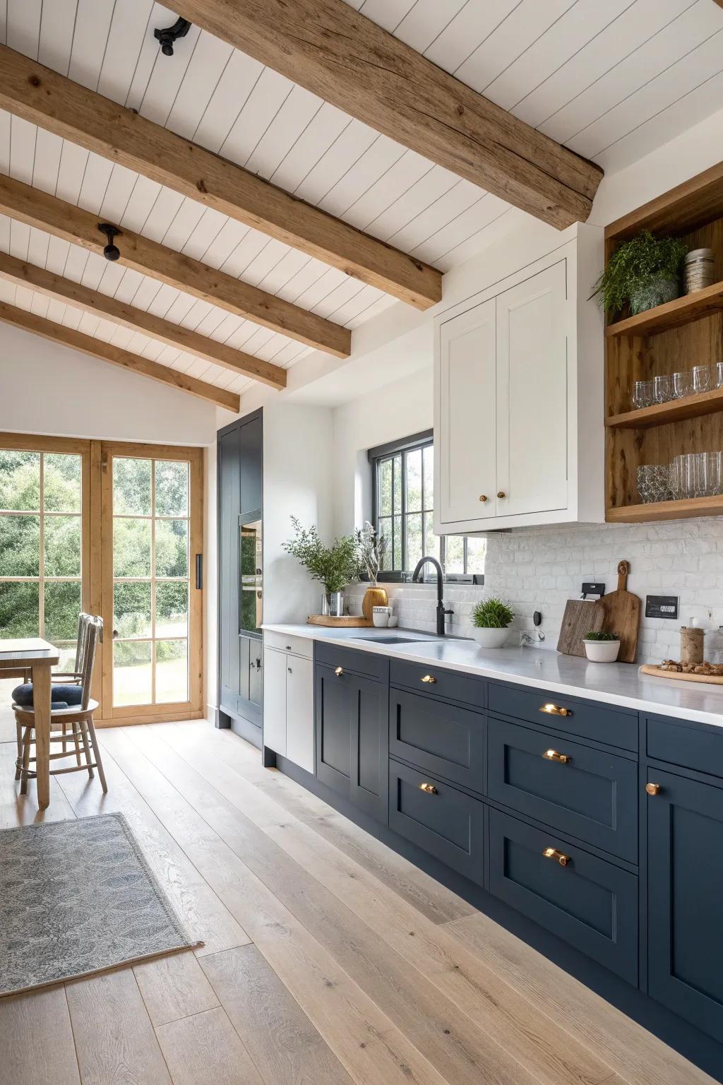 Wood accents bring a touch of nature and warmth to your elegant kitchen design.