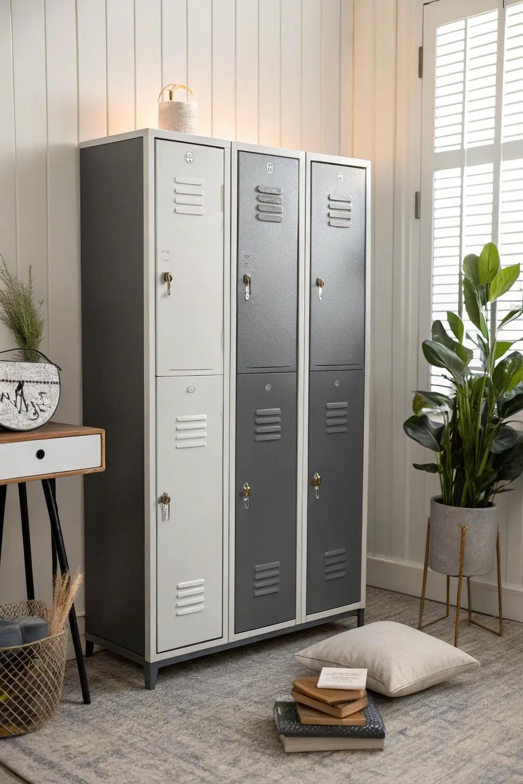 Achieve timeless elegance with monochrome lockers that blend seamlessly into any modern decor.