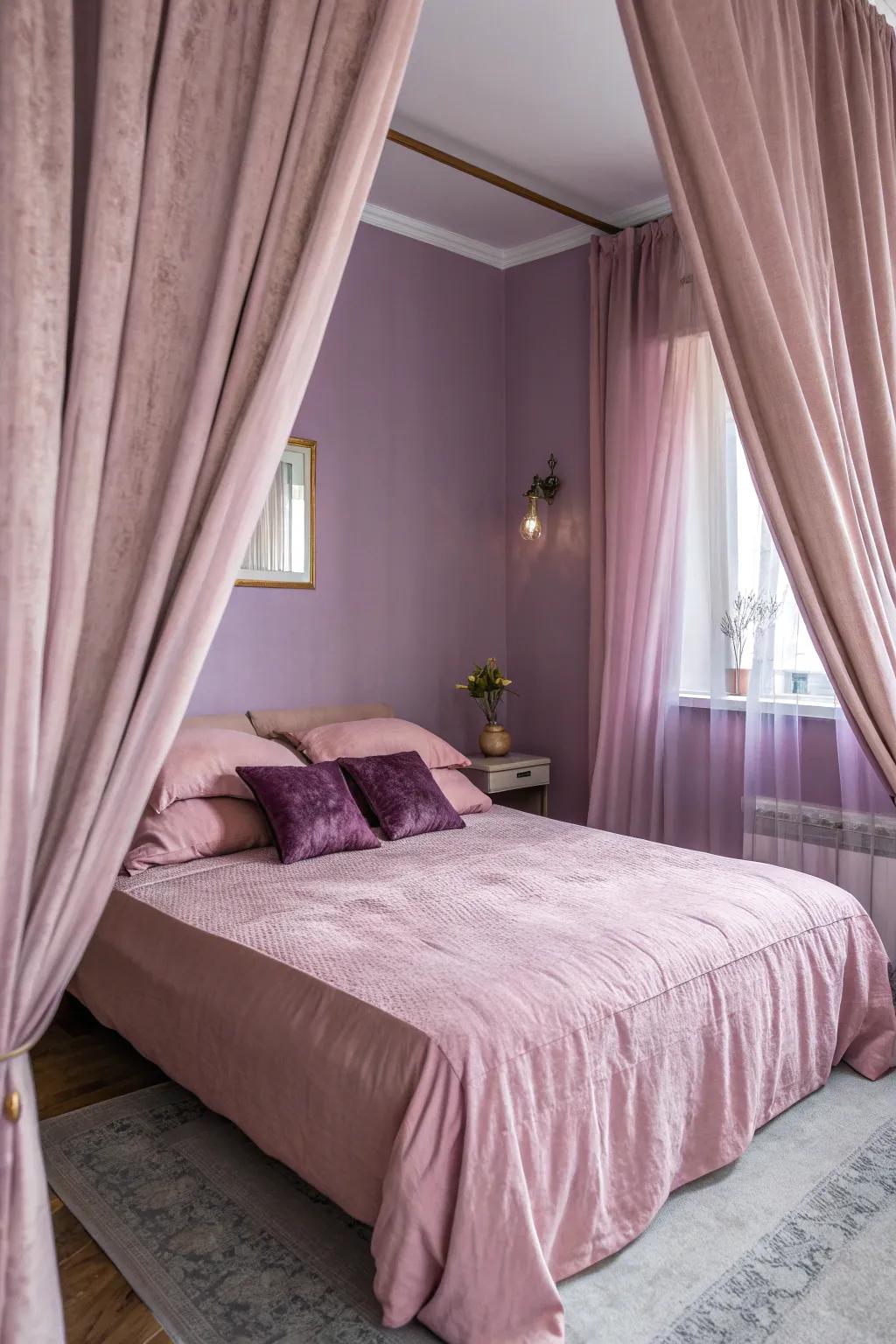 Lavender mists and soft pinks create a calming escape that soothes the soul.