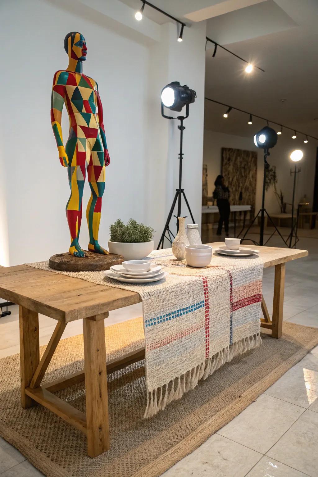 Embrace the avant-garde with a colorful human figure sculpture. 🎨 #ArtisticHome #ModernDesign