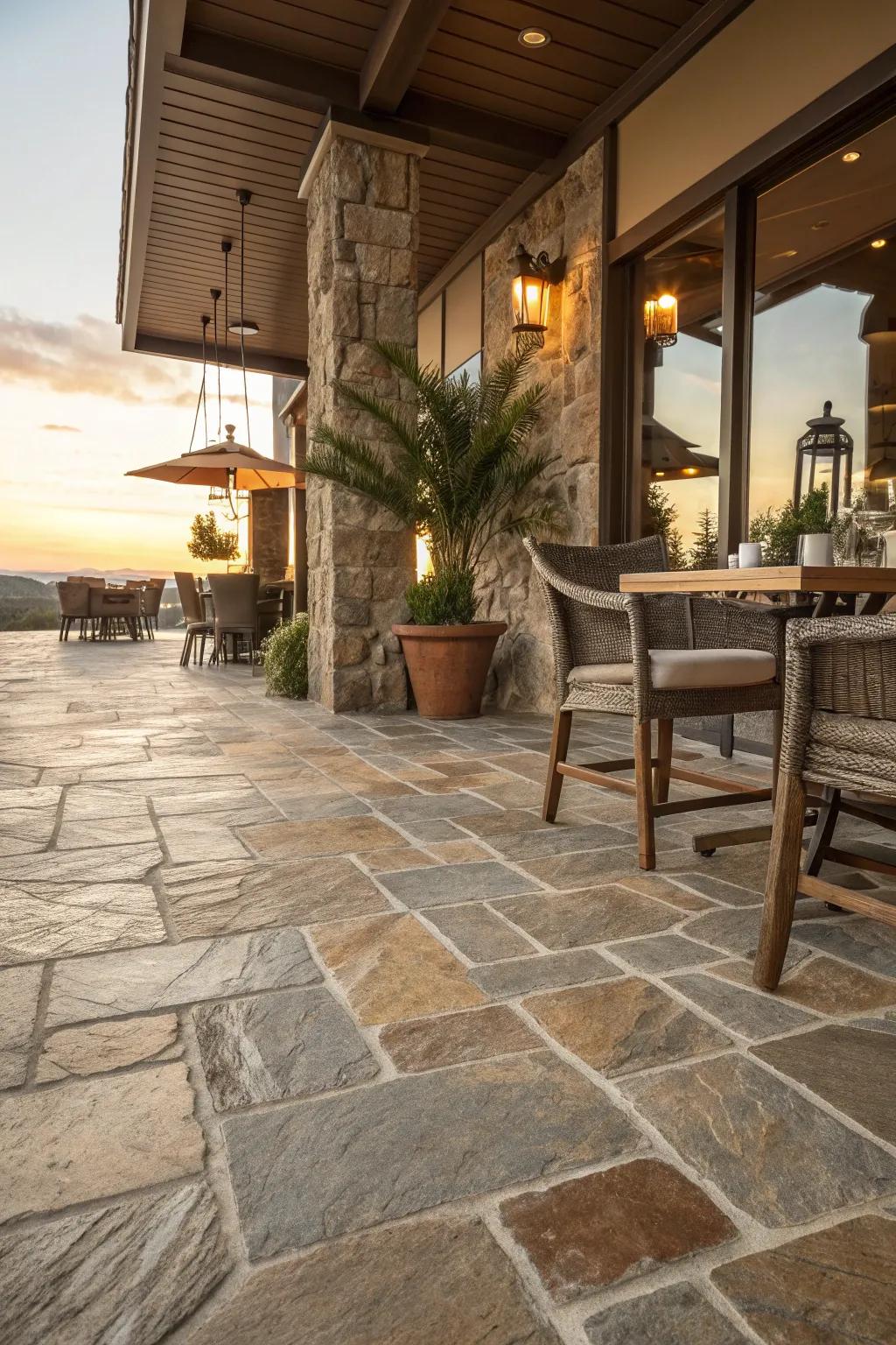 Bring nature indoors with the timeless elegance of stone flooring.