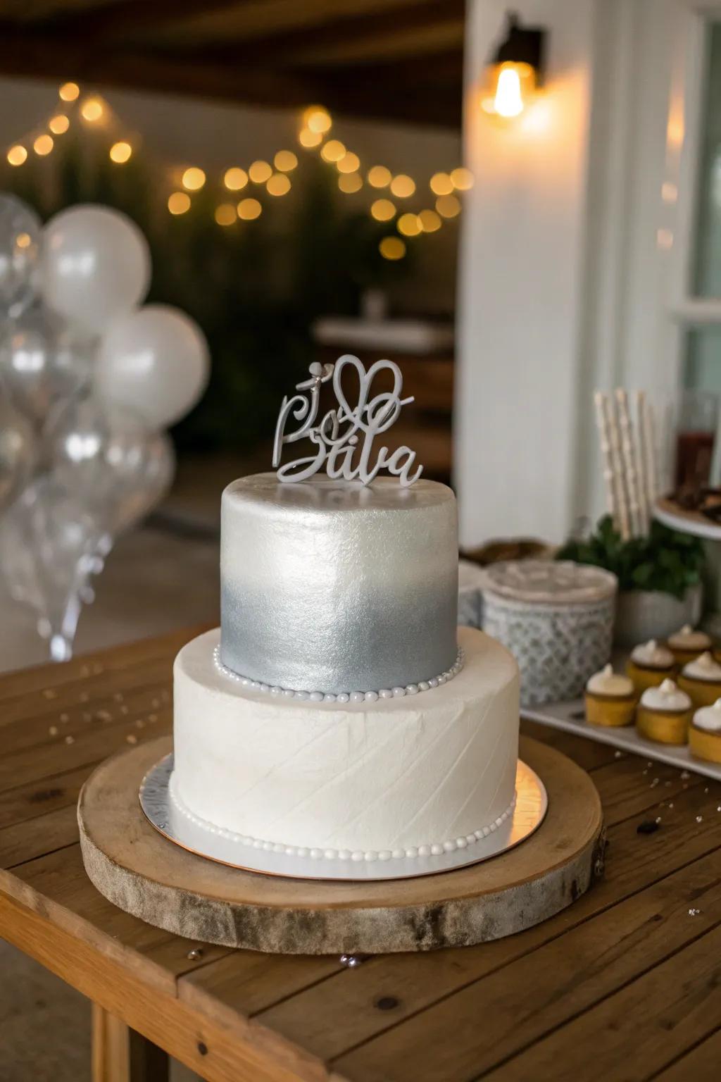 A silver ombre cake that offers a gradient of elegance with every slice.