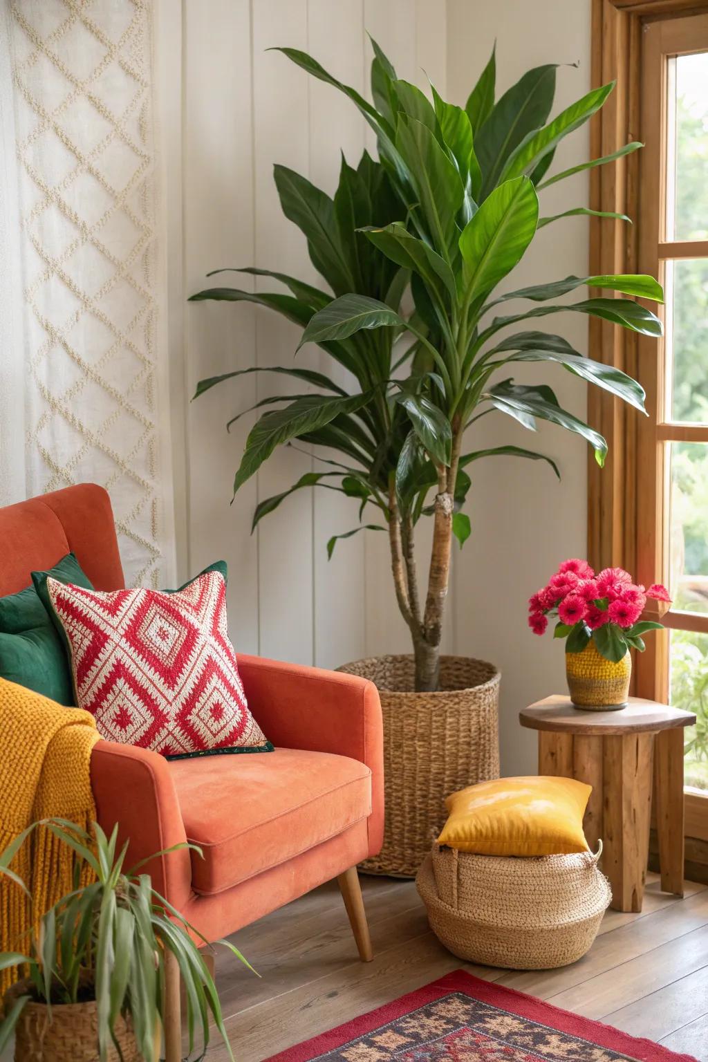 Invite tranquility into your snug room with lush greenery and blooms.