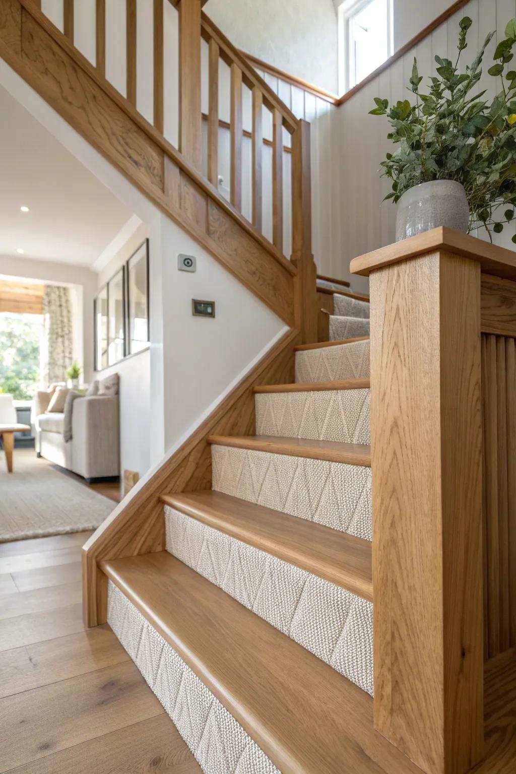 Textured panels provide depth and a rich sensory experience. #TexturedDesign #StaircaseInspiration