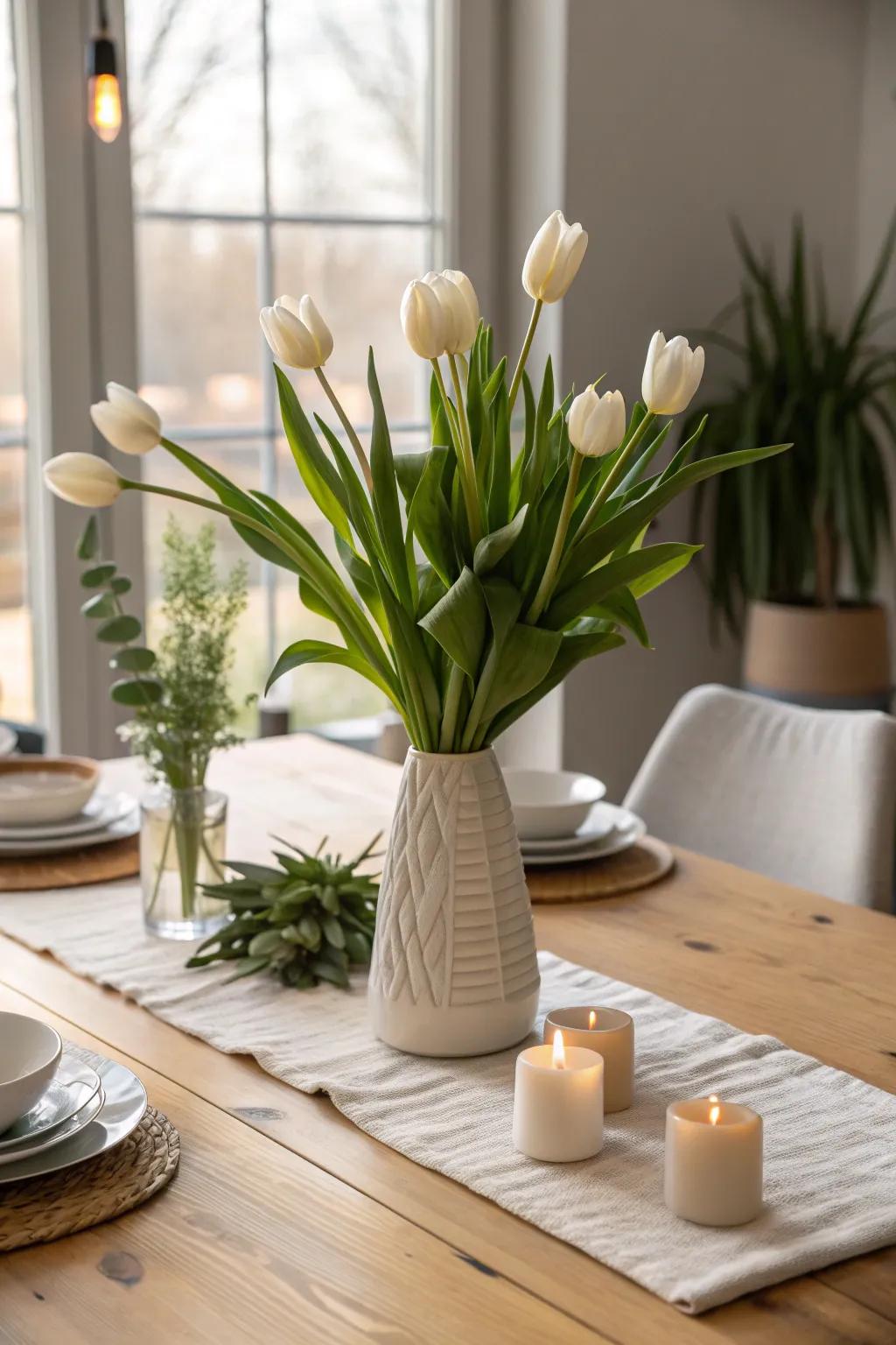 Make a statement with tulips that transform your dining experience.