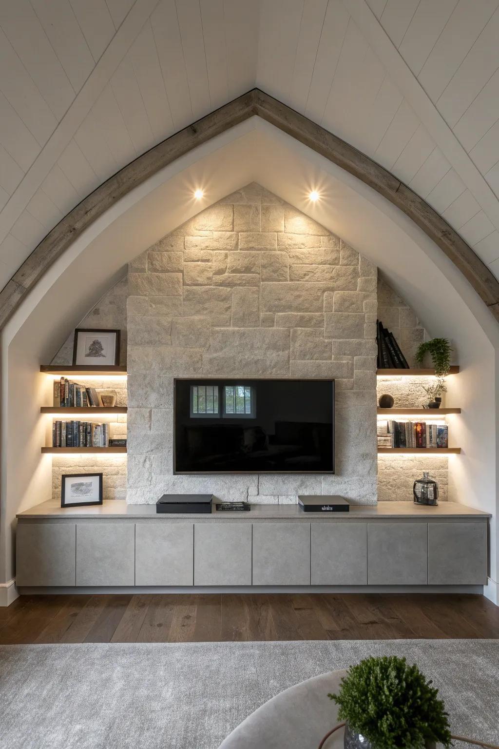 Sleek minimalism brings modern elegance to your TV wall, offering a fresh and uncluttered look.