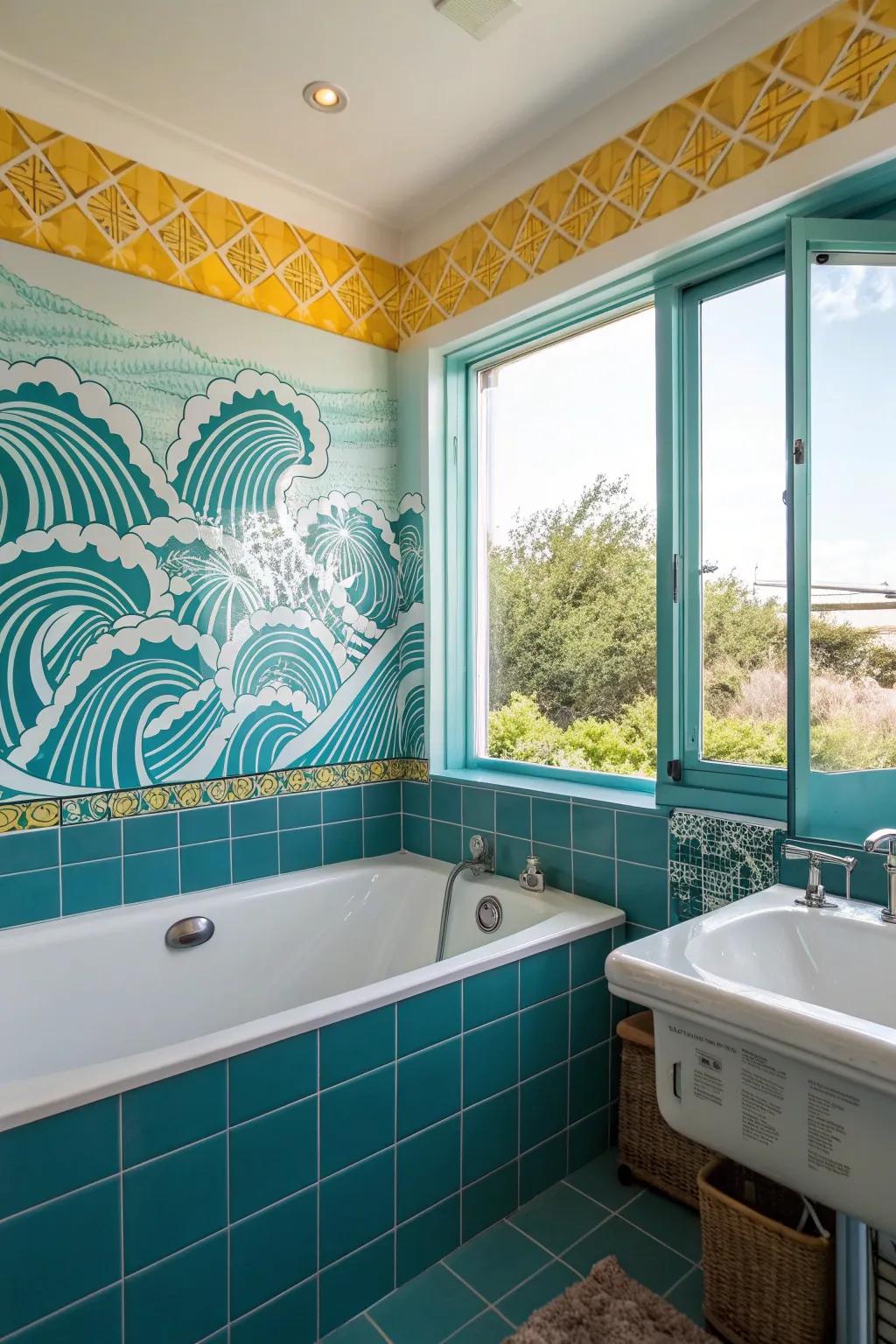 Create a coastal escape in your bathroom with nautical-themed wall decals.