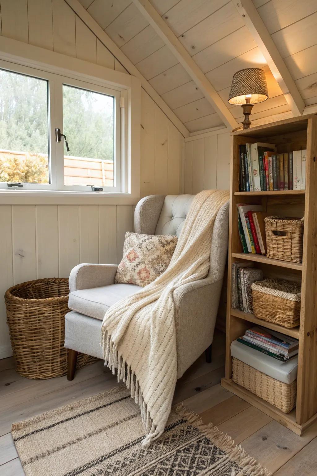 Escape into a world of books with a dedicated reading nook.