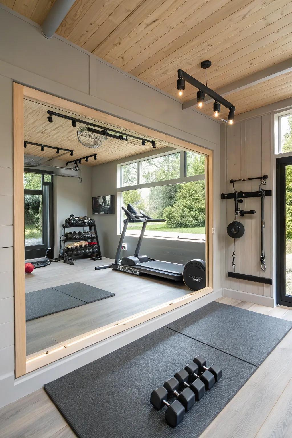 Enhance your gym with mirrors for both aesthetics and functionality.