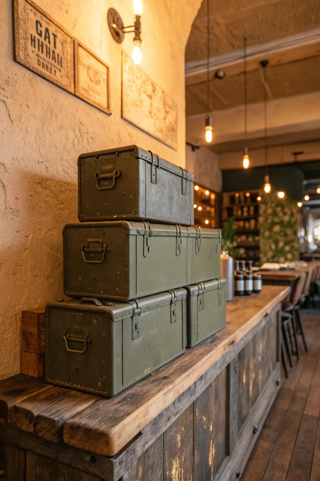 Add vintage charm to your storage solutions with stackable ammo cans.