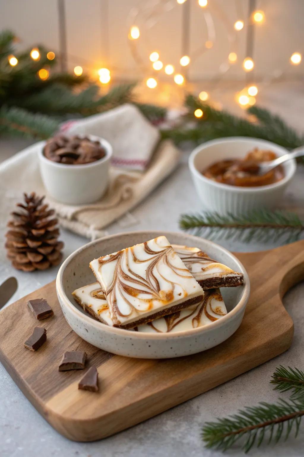 Caramel swirls add a luxurious touch to your holiday treats.