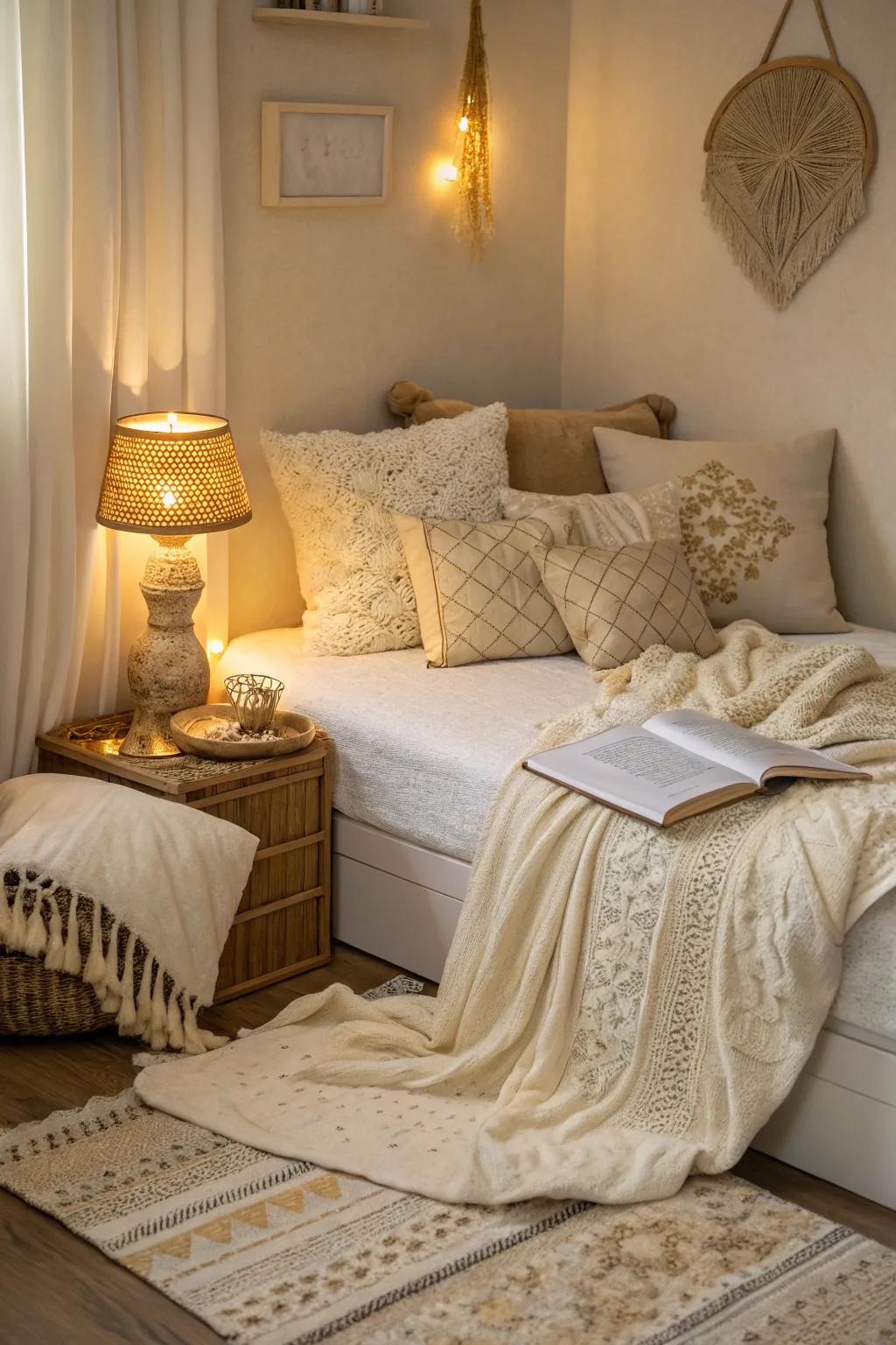 Create your own cozy retreat with a nook perfect for relaxation and reading.