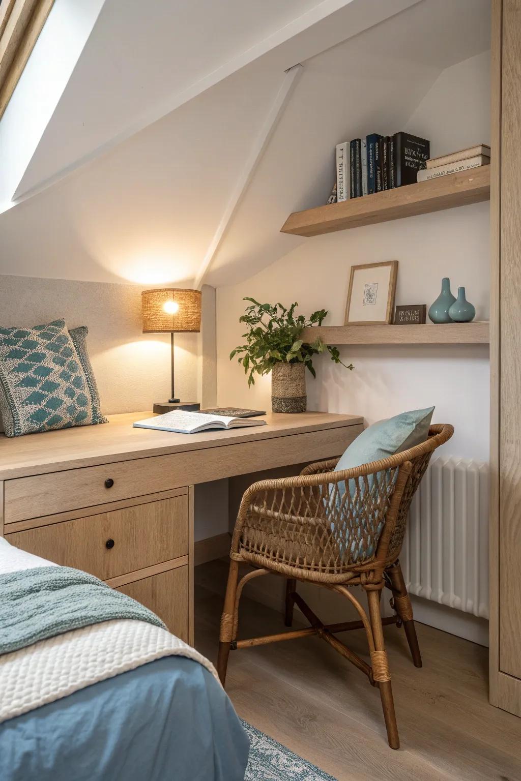 Cornered creativity: A desk nook adds functional charm to any bedroom.